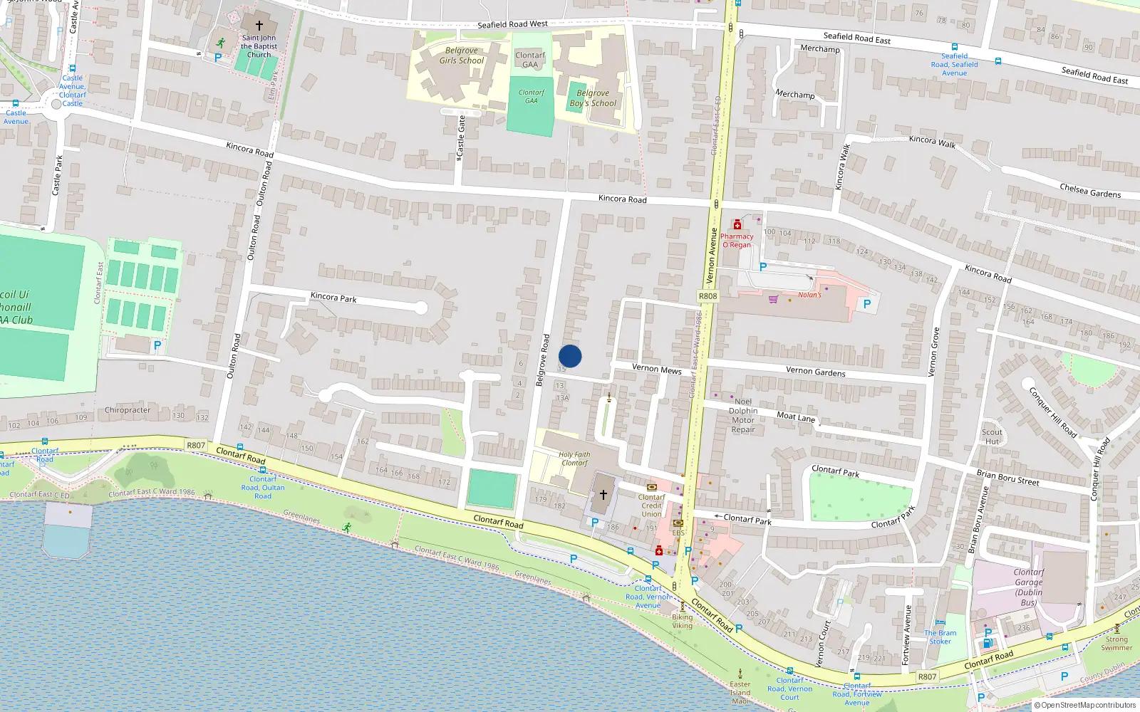 Overhead map showing the location of 19 Belgrove Road, Dublin 3