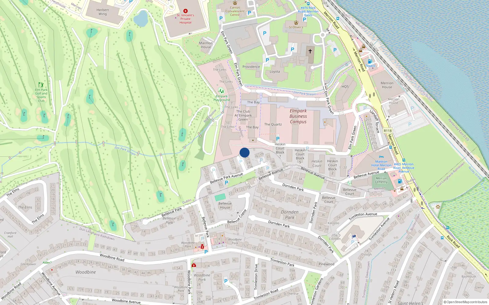 Overhead map showing the location of 19 Bellevue Park Avenue, Priesthouse