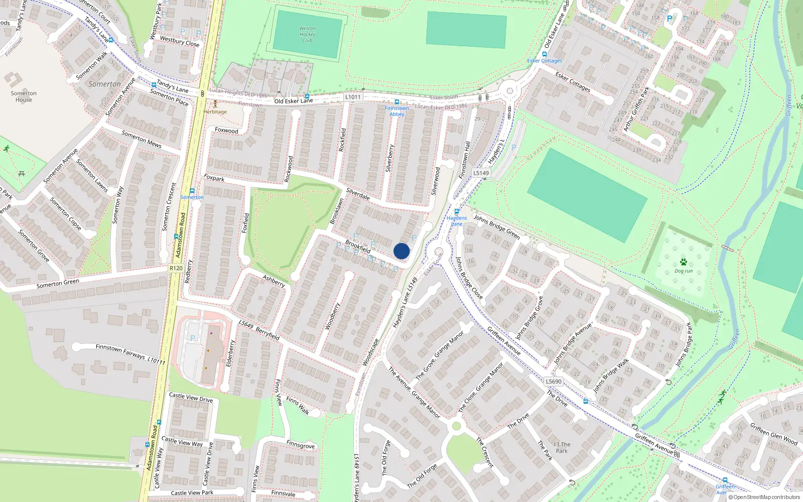 Overhead map showing the location of 19 Brookfield, Lucan