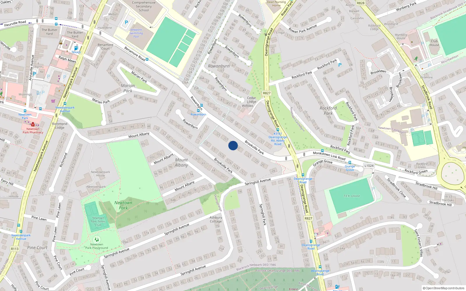 Overhead map showing the location of 19 Brookville Park, Blackrock, Co Dublin