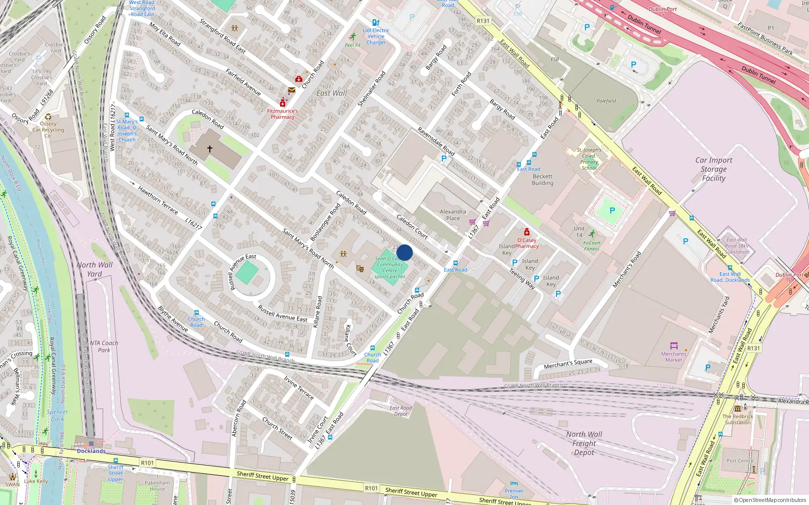 Overhead map showing the location of 19 Caledon Road, Dublin 3