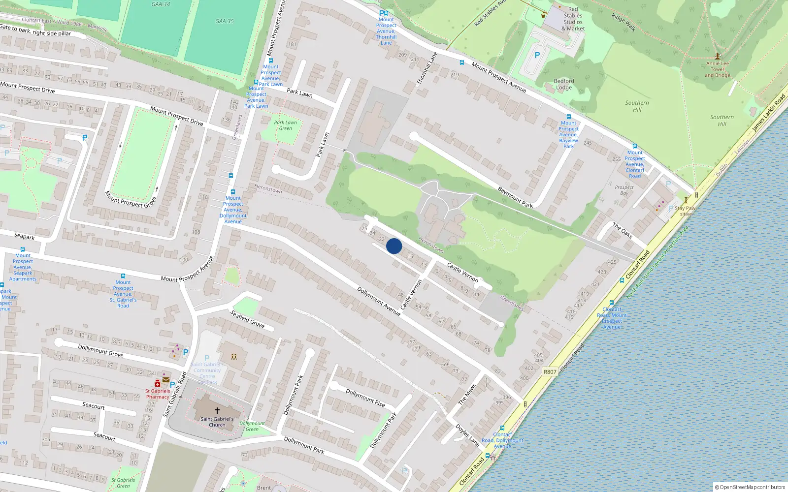 Overhead map showing the location of 19 Castle Vernon, Dublin 3