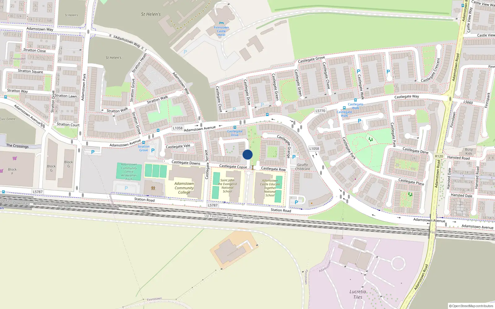 Overhead map showing the location of 19 Castlegate Copse, Lucan
