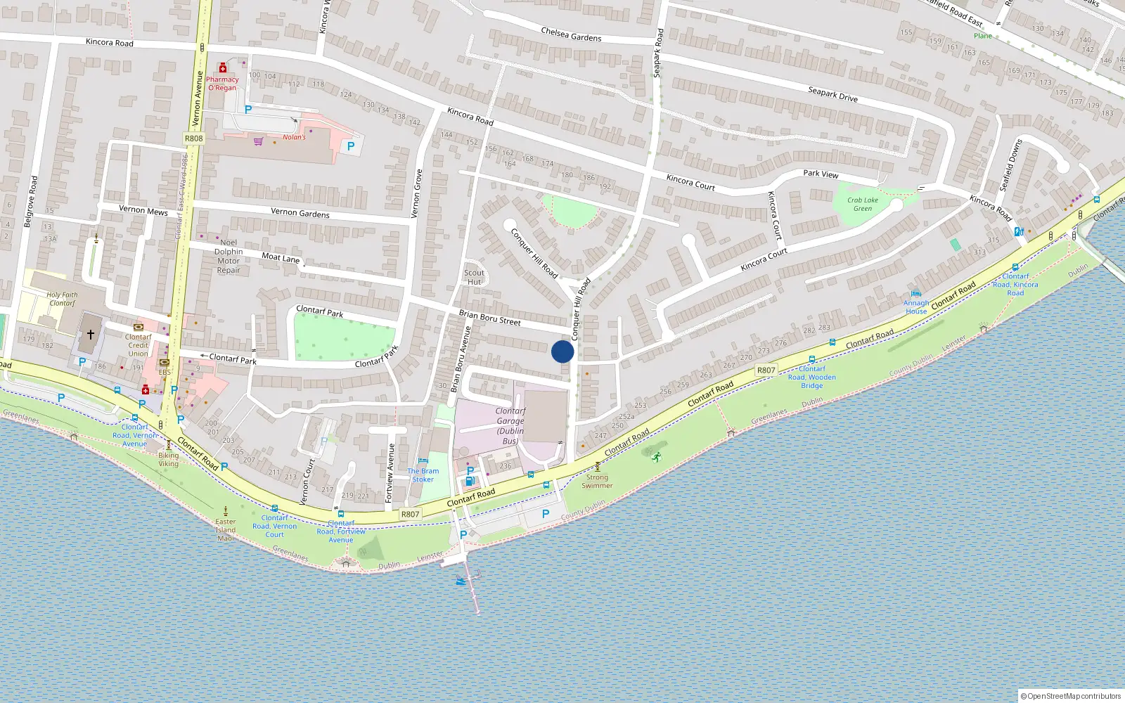 Overhead map showing the location of 19 Conquer Hill Road, Dublin 3