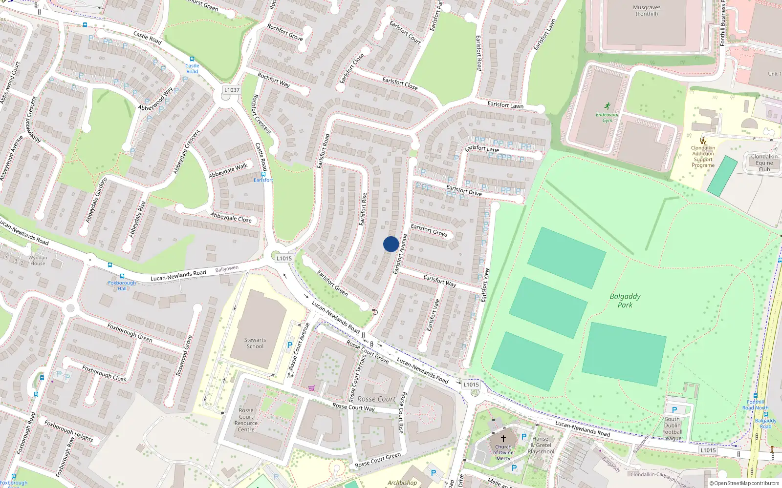 Overhead map showing the location of 19 Earlsfort Avenue, Lucan, Dublin