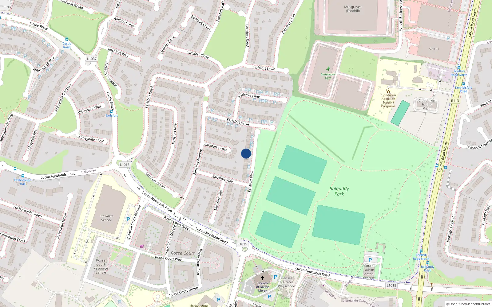 Overhead map showing the location of 19 Earlsfort View, Lucan, Dublin
