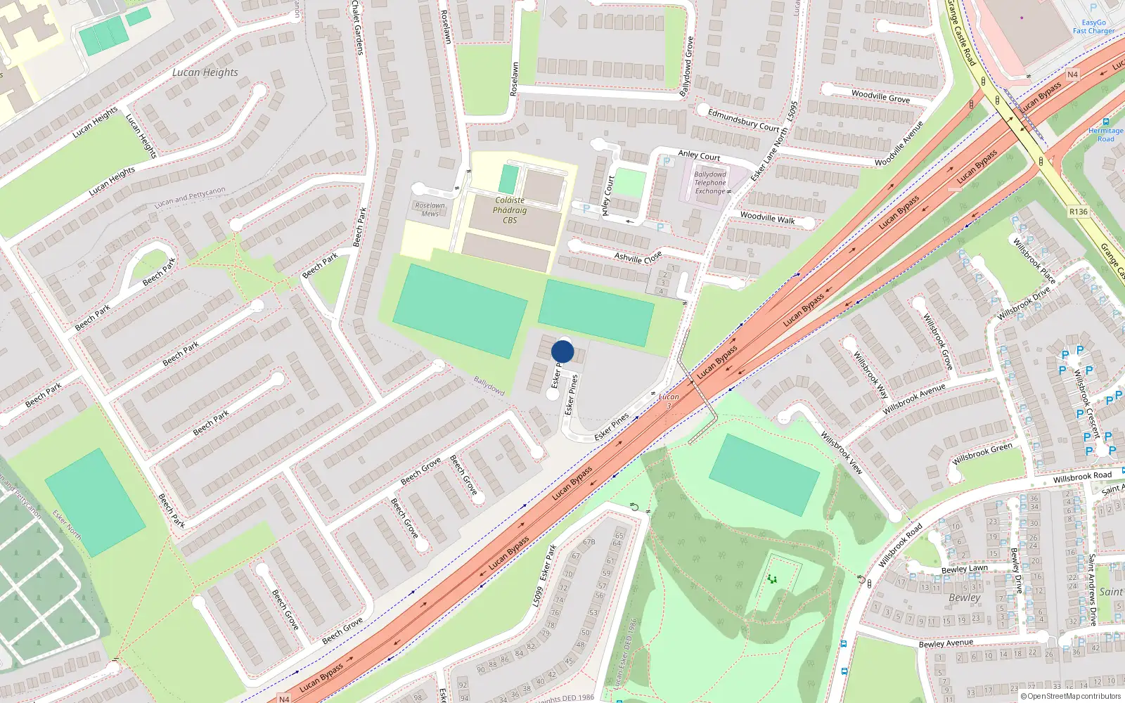 Overhead map showing the location of 19 Esker Pines, Lucan