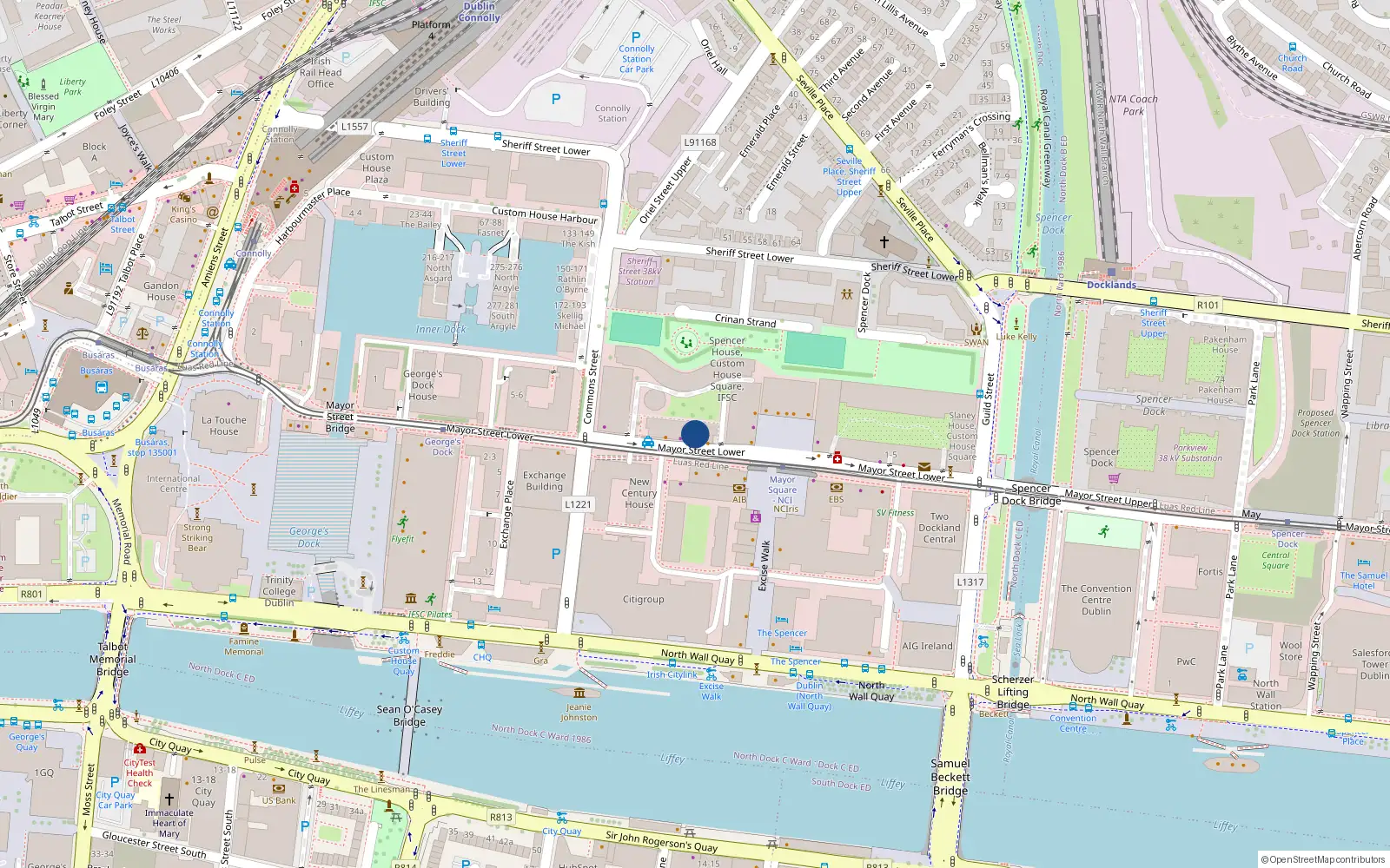 Overhead map showing the location of 19 Gandon House, Custom House Square, Mayor St Dublin 1