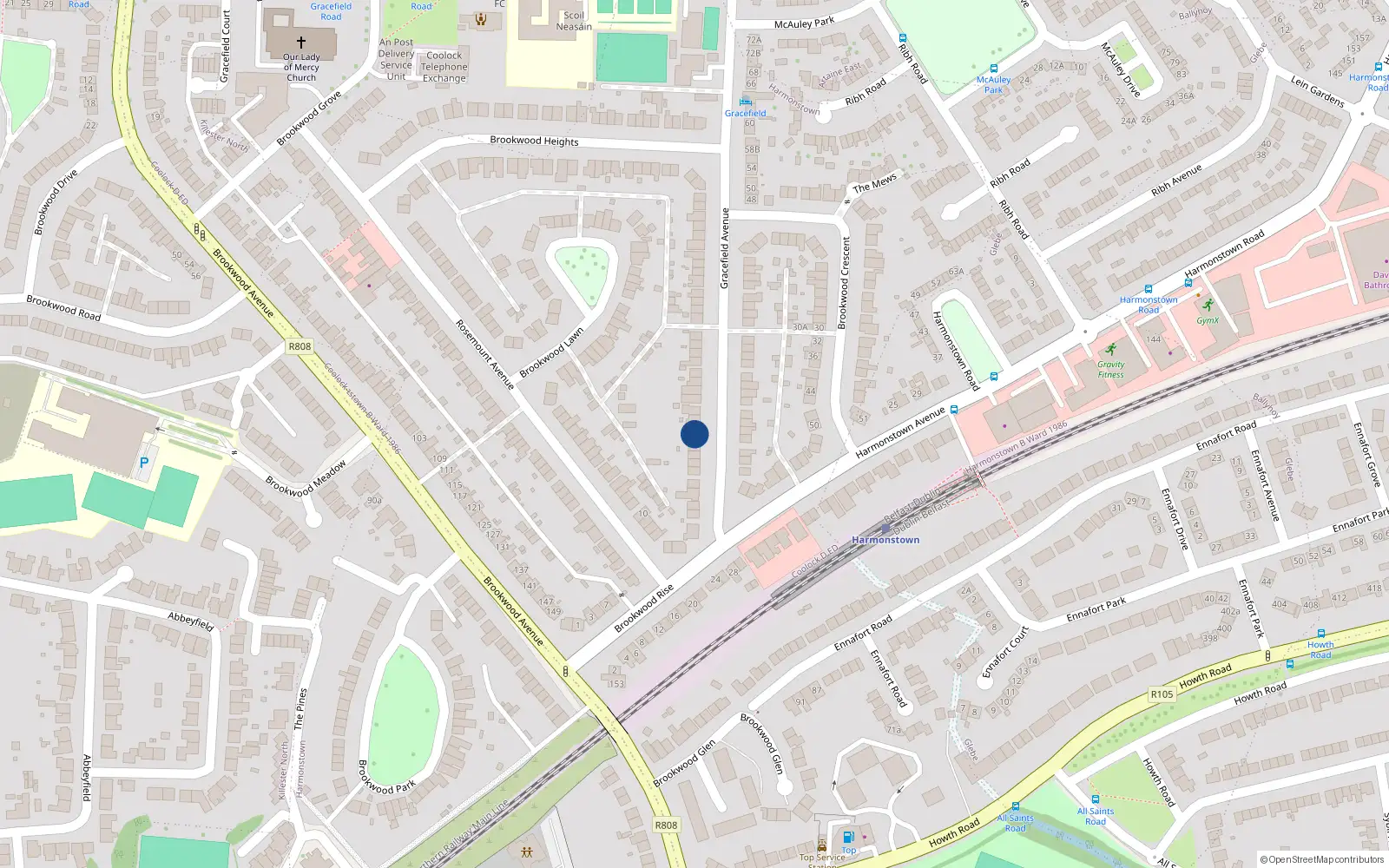 Overhead map showing the location of 19 Gracefield Avenue, Dublin 5