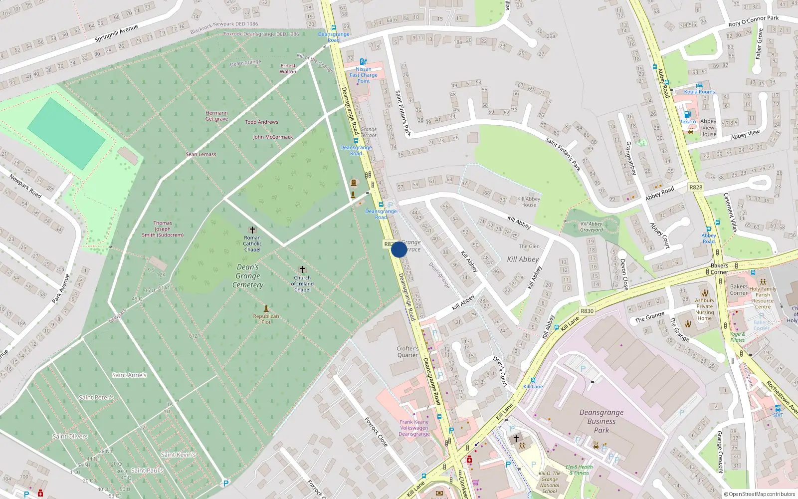 Overhead map showing the location of 19 Grange Terrace, Blackrock, Co Dublin