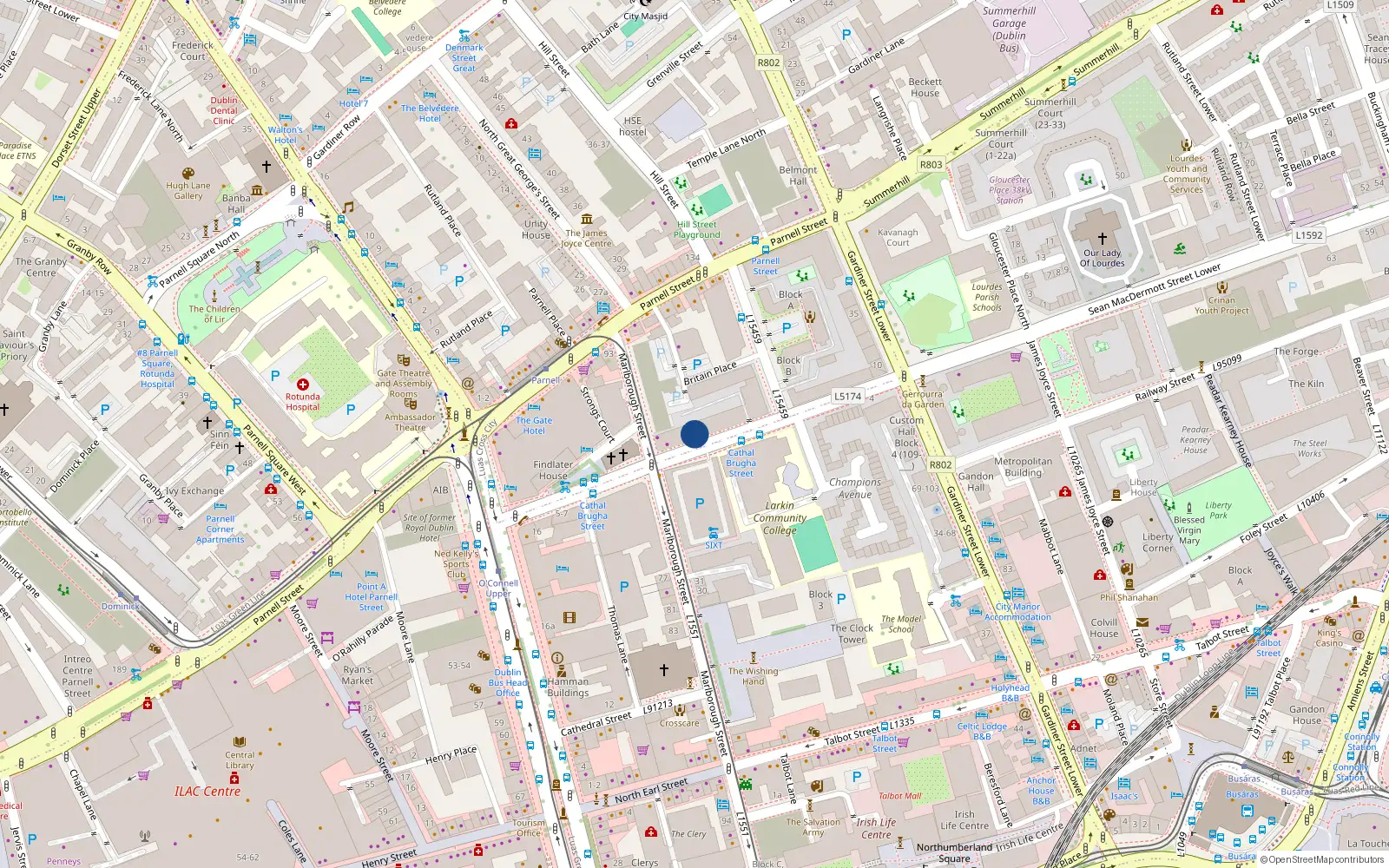 Overhead map showing the location of 19 Gresham House, Cathal Brugha St, Dublin 1