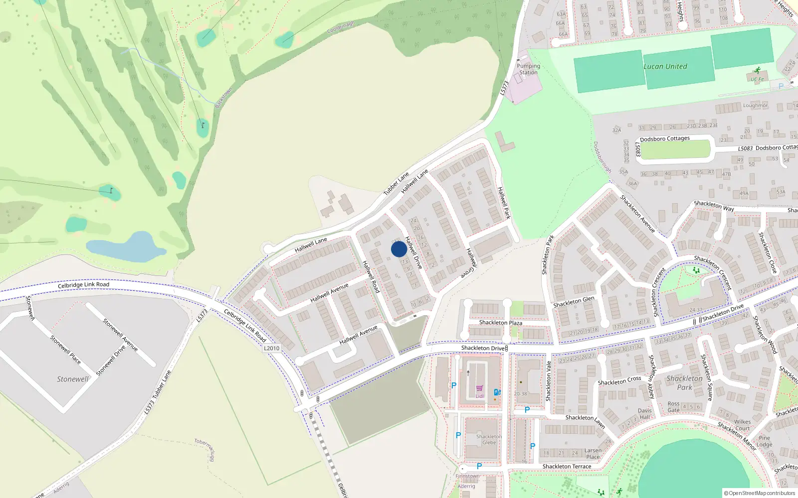Overhead map showing the location of 19 Hallwell Drive, Hallwell, Adamstown