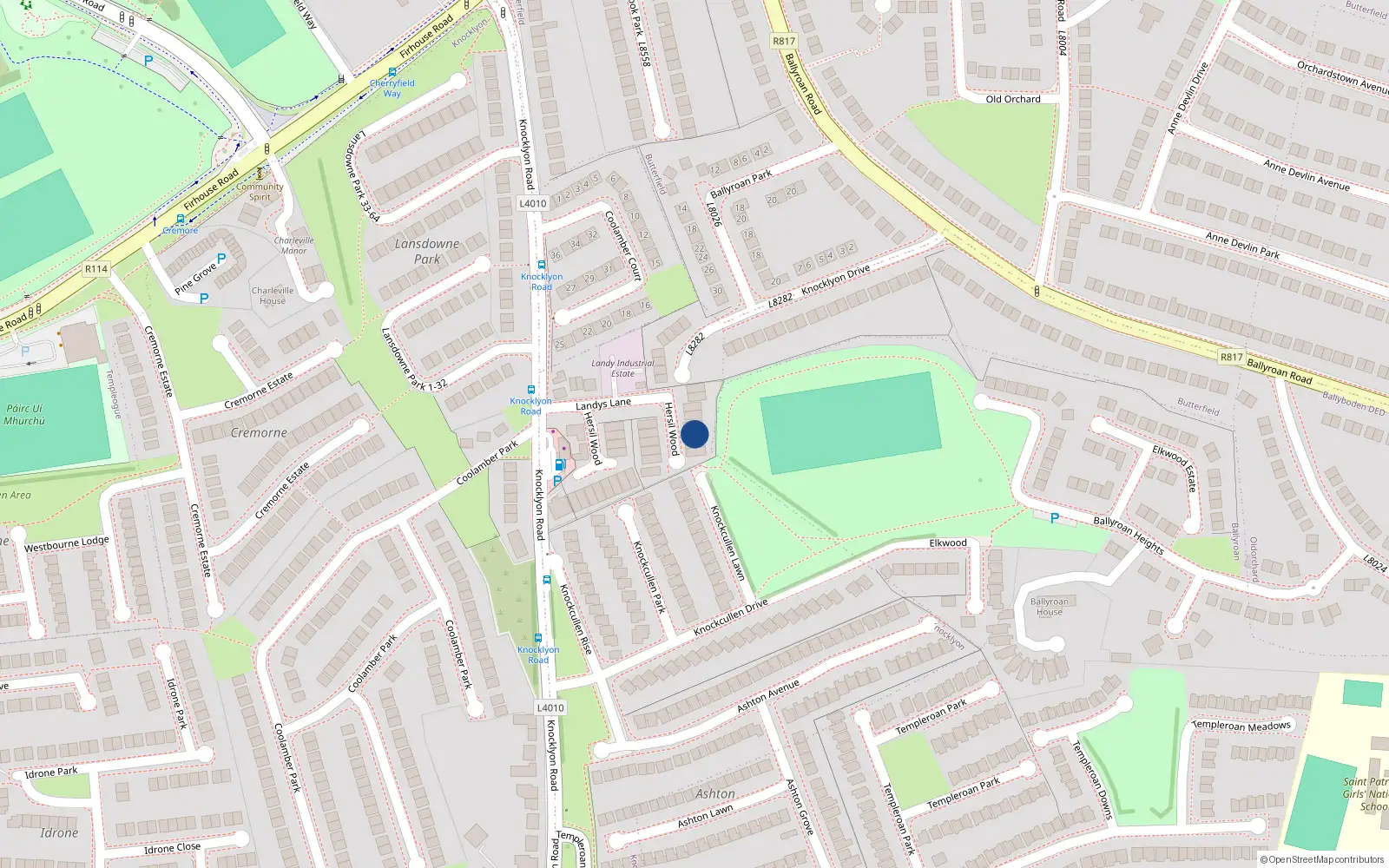 Overhead map showing the location of 19 Hersil Wood, Dublin 16