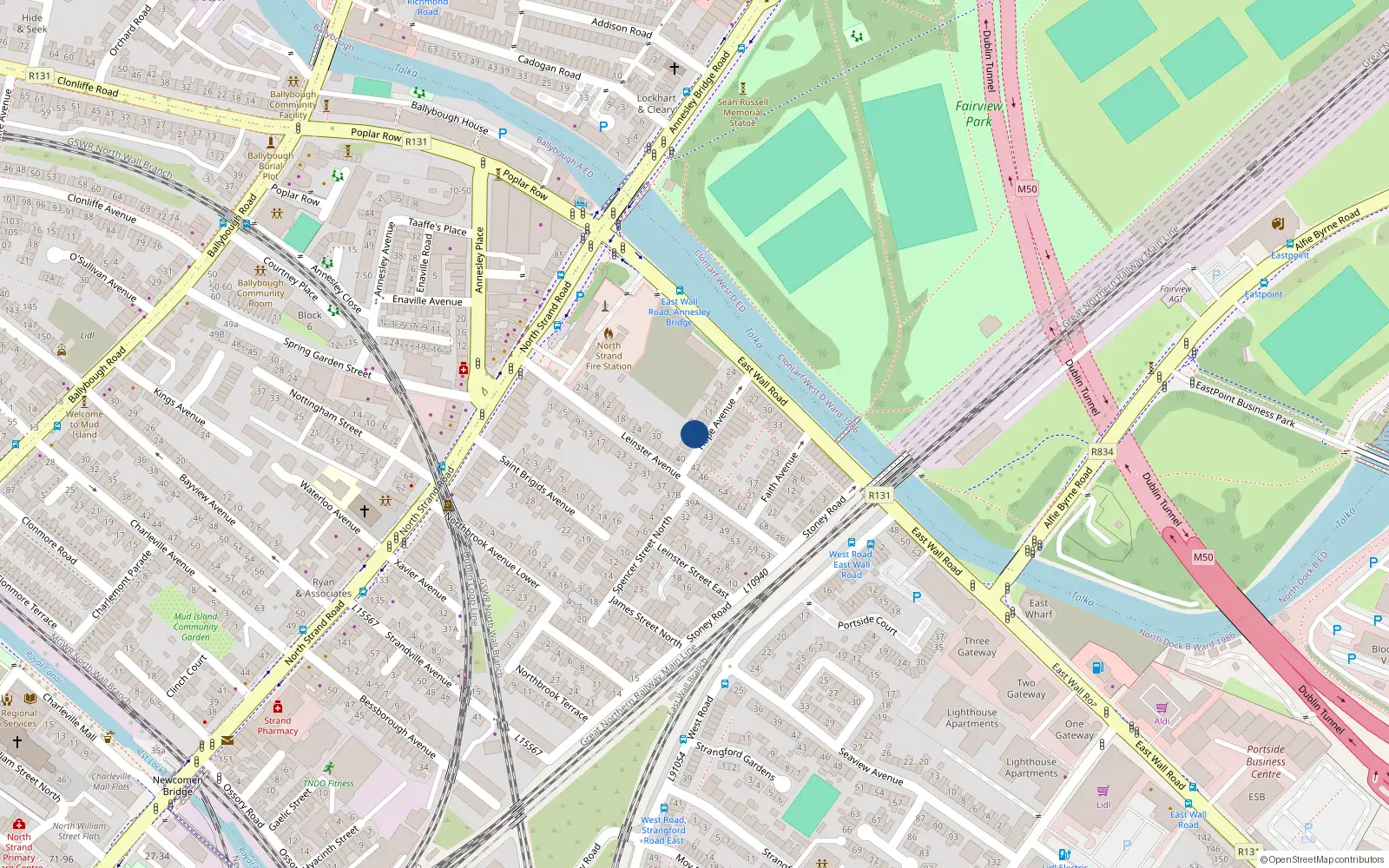 Overhead map showing the location of 19 Hope Avenue, Dublin 3, Dublin