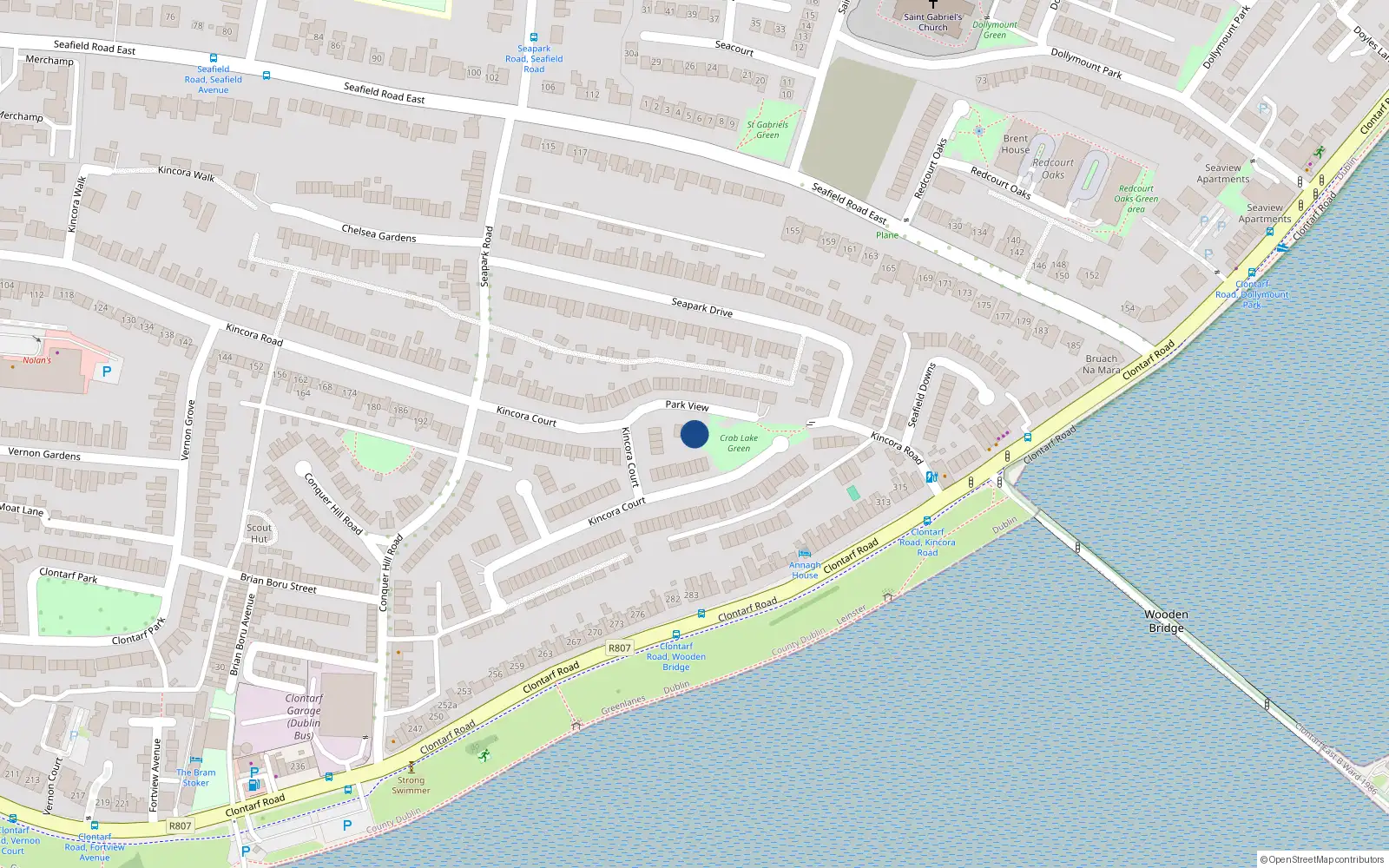 Overhead map showing the location of 19 Kincora Court, Clontarf, Dublin 3