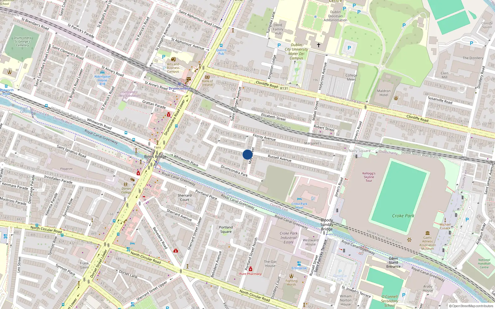 Overhead map showing the location of 19 May Street, Dublin 3