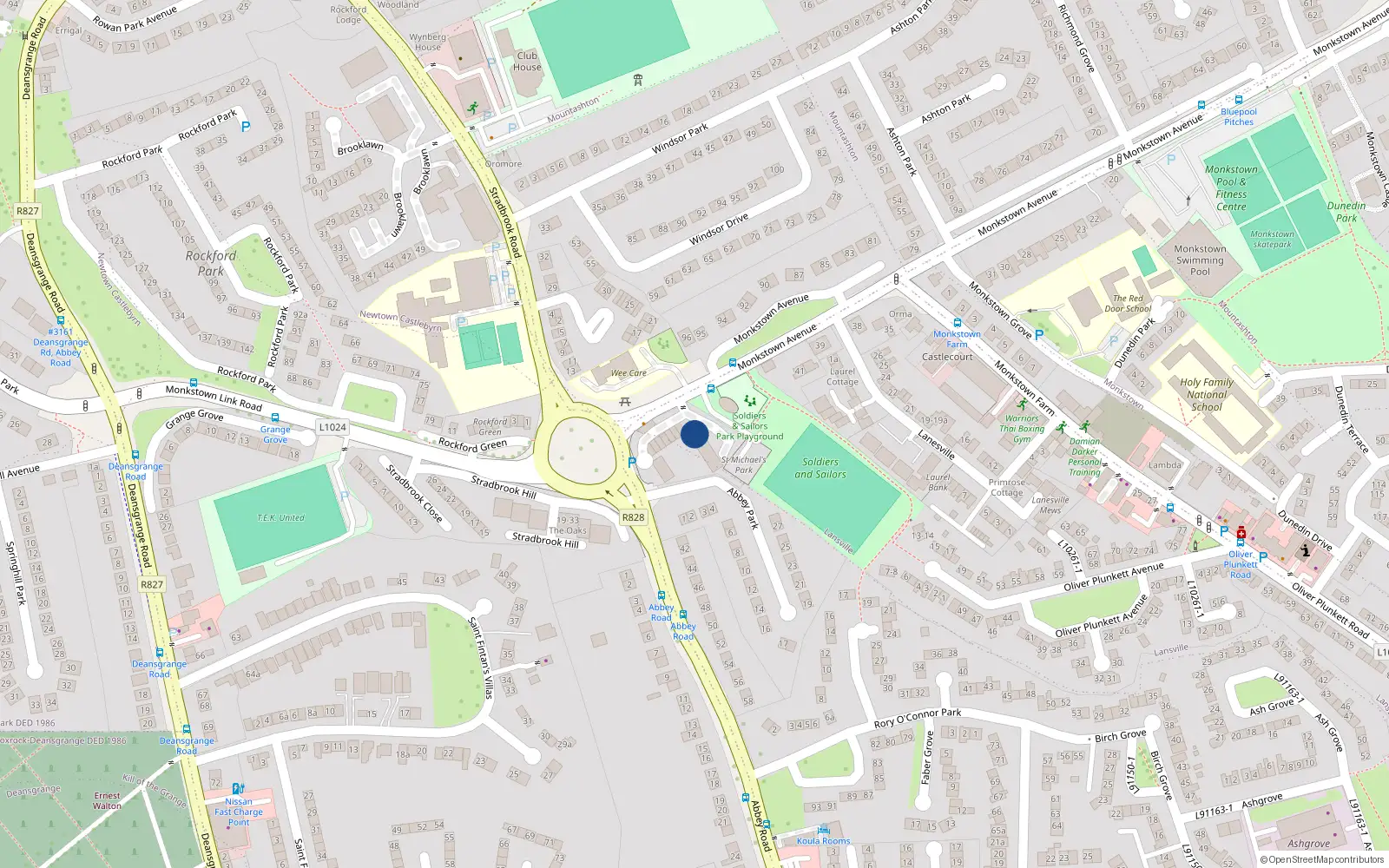 Overhead map showing the location of 19 Monkstown Square, Monkstown Avenue, Monkstown