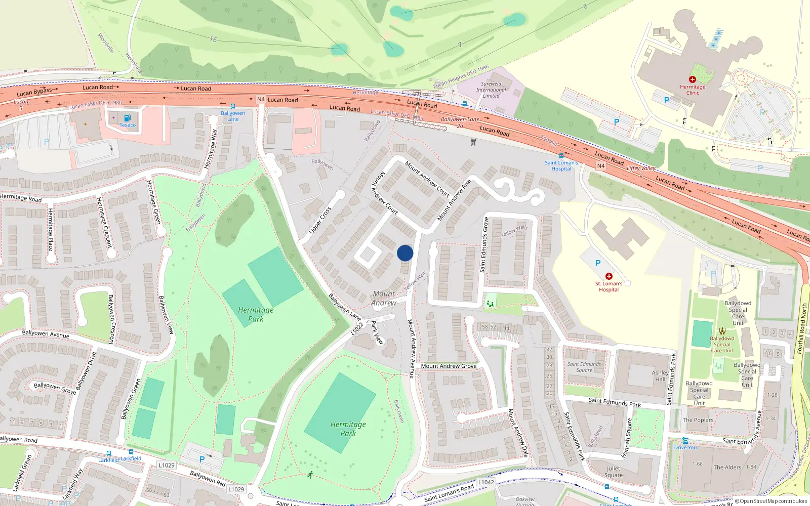 Overhead map showing the location of 19 Mount Andrew Avenue, Lucan, Co Dublin