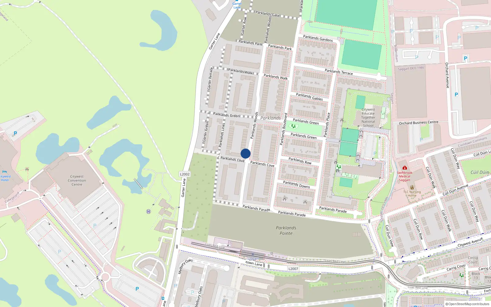 Overhead map showing the location of 19 Parklands Wood, Citywest