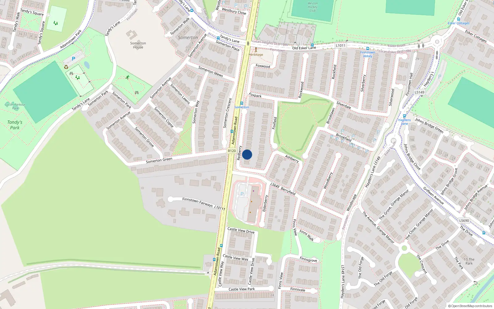 Overhead map showing the location of 19 Redberry, Lucan