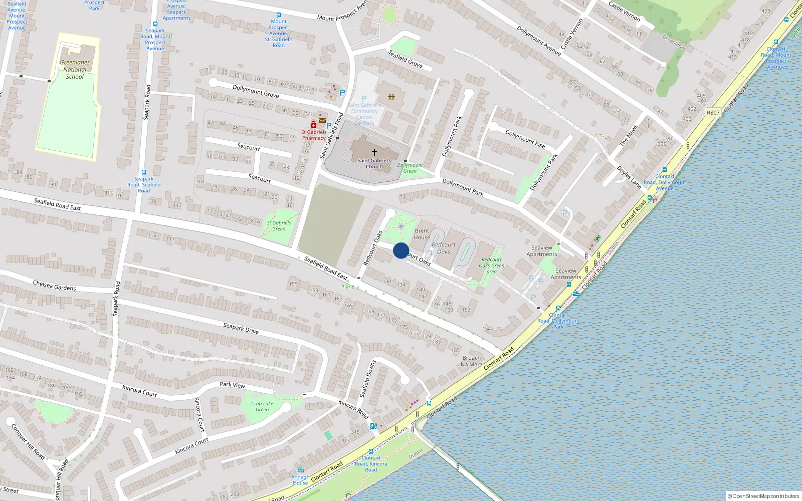 Overhead map showing the location of 19 Redcourt Oaks, Clontarf Dublin 3