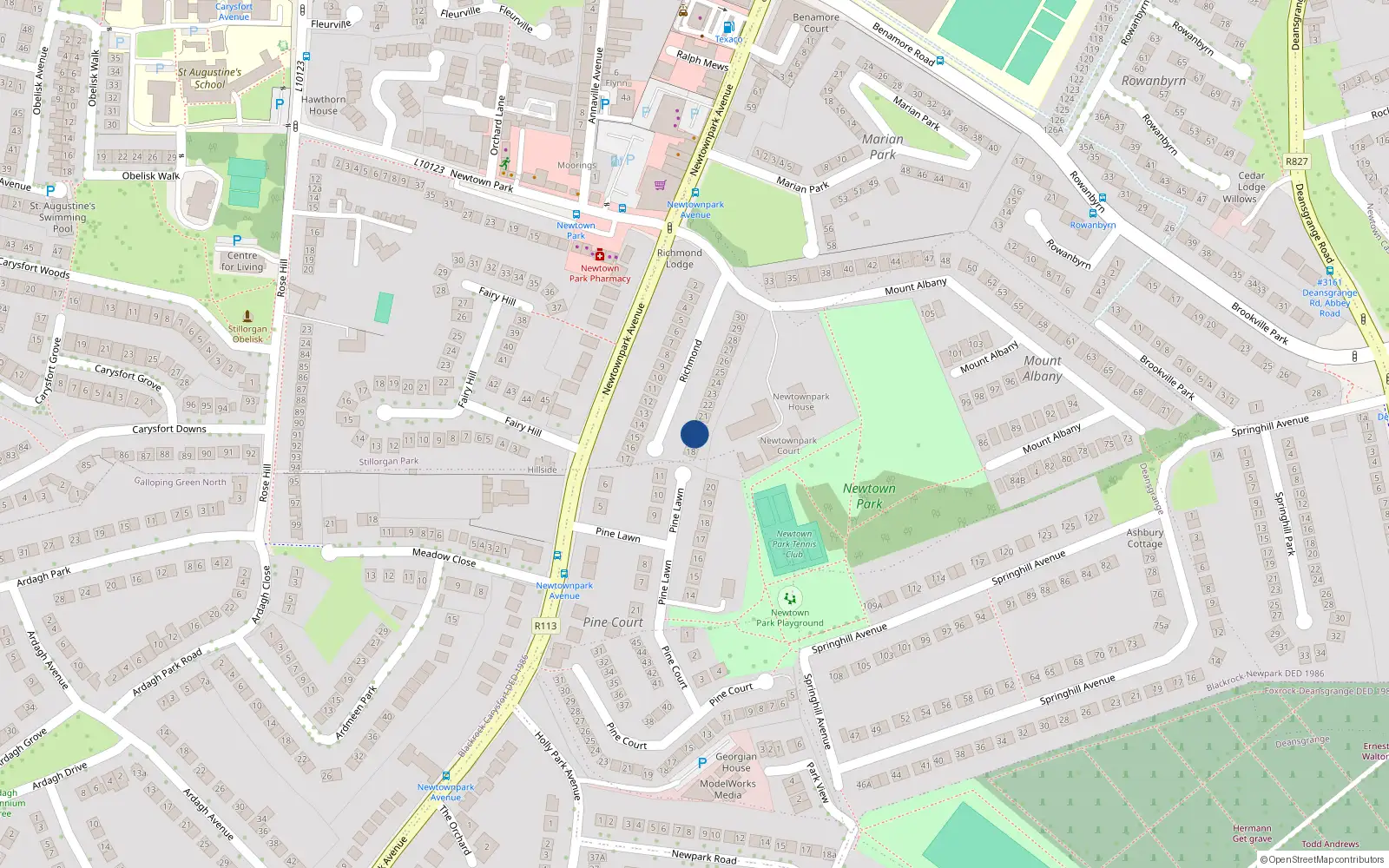 Overhead map showing the location of 19 Richmond, Blackrock