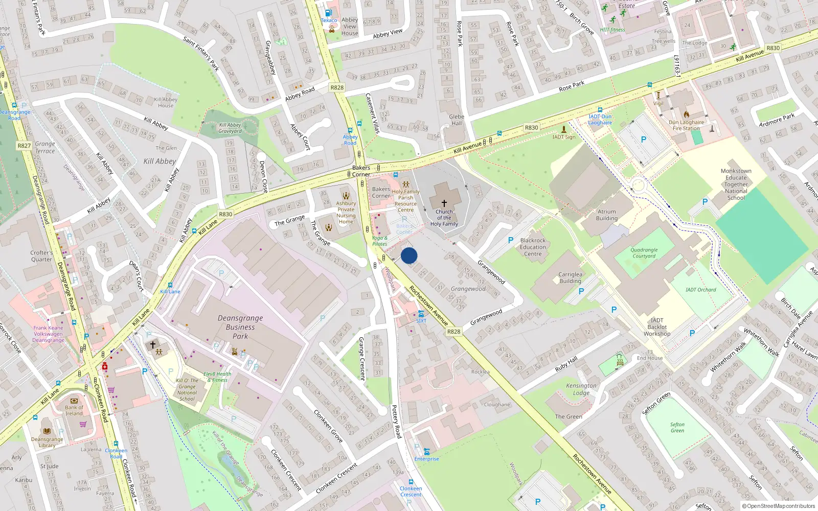 Overhead map showing the location of 19 Rochetstown Avenue, Dun Laoghaire