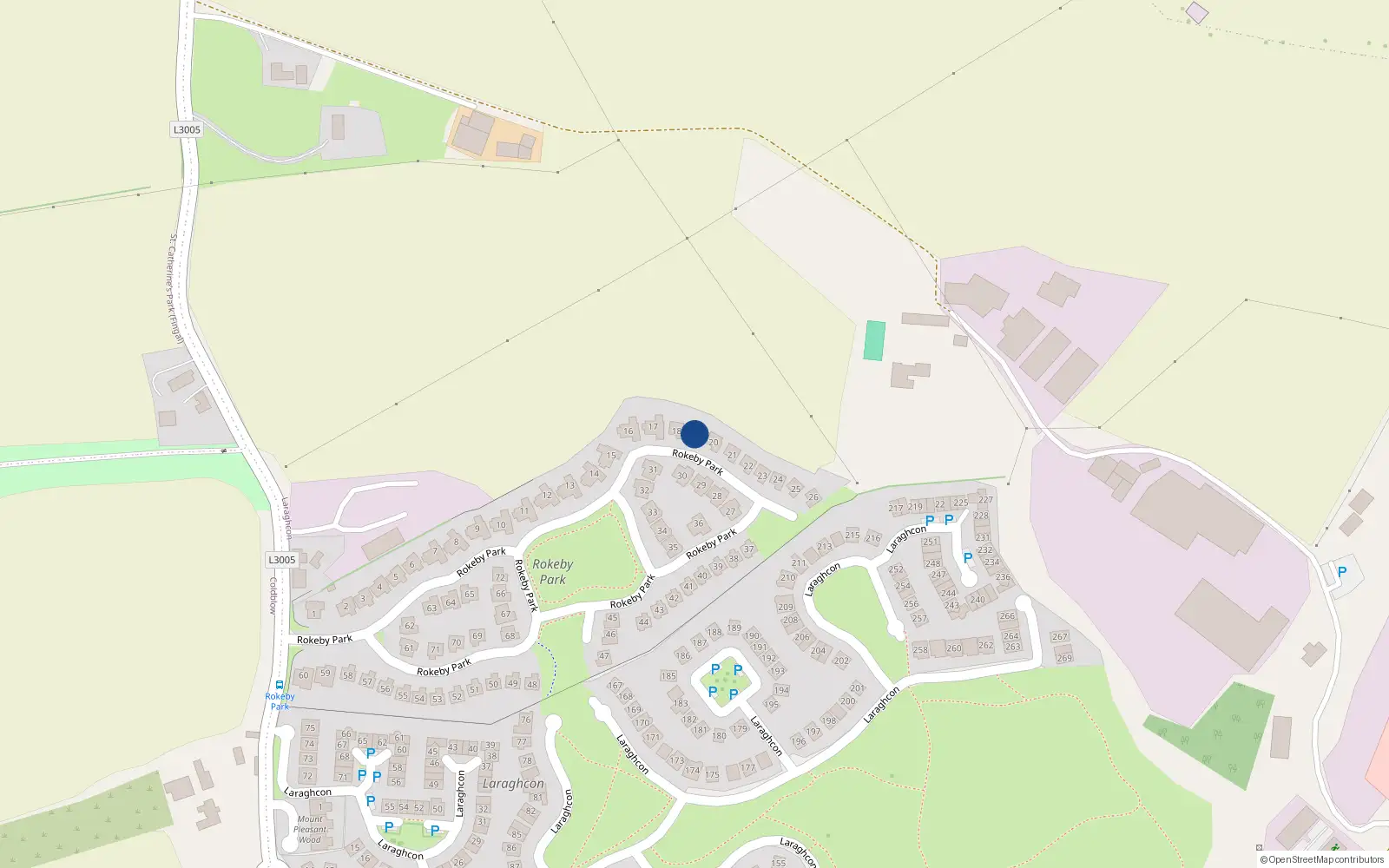 Overhead map showing the location of 19 Rokeby Park, Lucan