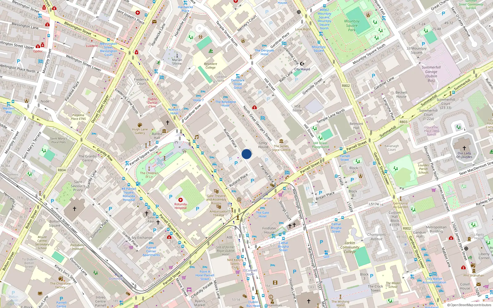 Overhead map showing the location of 19 Rutland Place, North Circular Road, Dublin 7