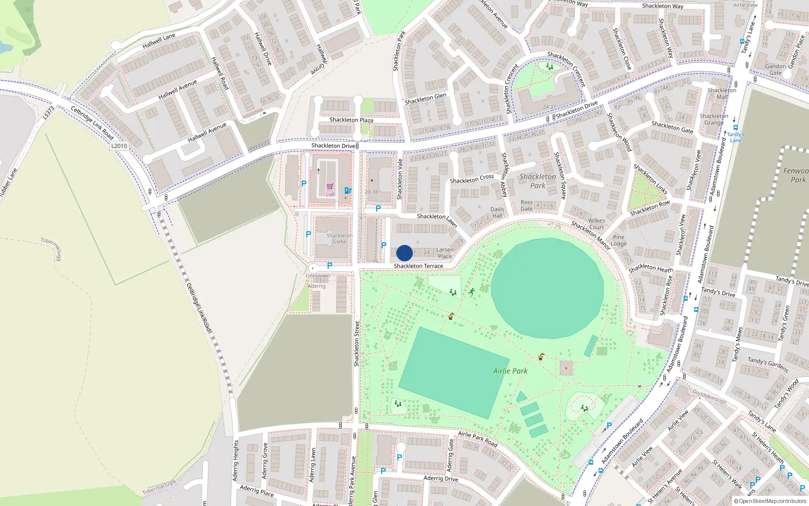 Overhead map showing the location of 19 Shackleton Terrace, Lucan