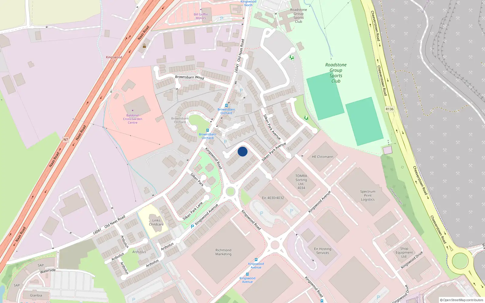 Overhead map showing the location of 19 Silken Park Avenue, Dublin 22