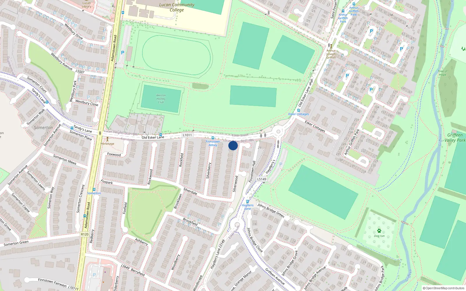 Overhead map showing the location of 19 Silverwood, Finnstown Abbey, Lucan
