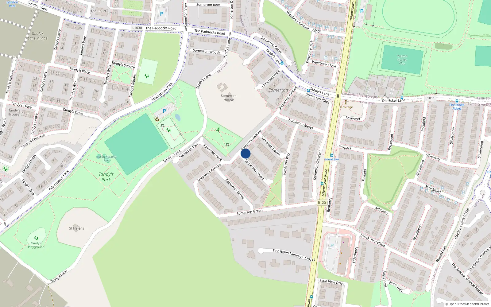 Overhead map showing the location of 19 Somerton Avenue, Finnstown