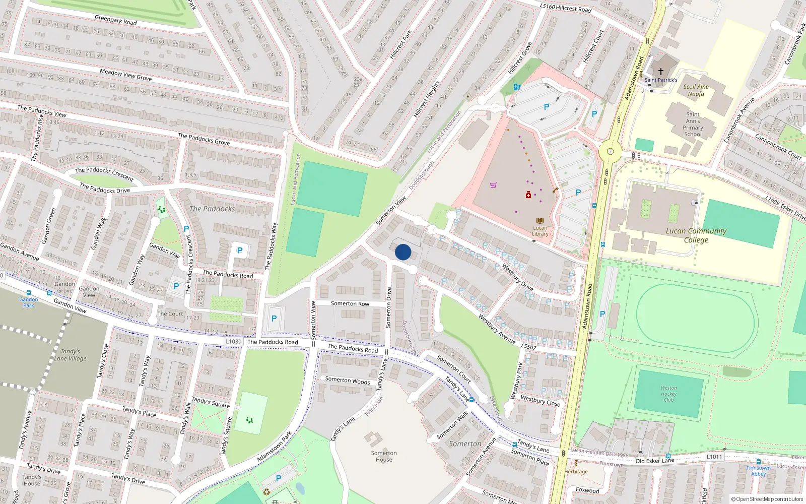 Overhead map showing the location of 19 Somerton Drive, Lucan