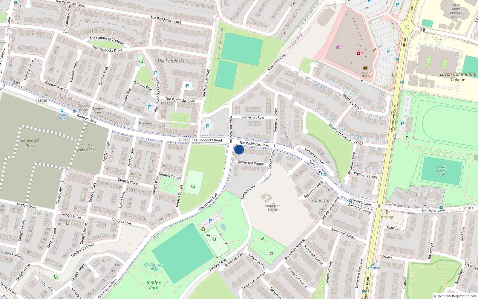 Overhead map showing the location of 19 Somerton Woods, Lucan