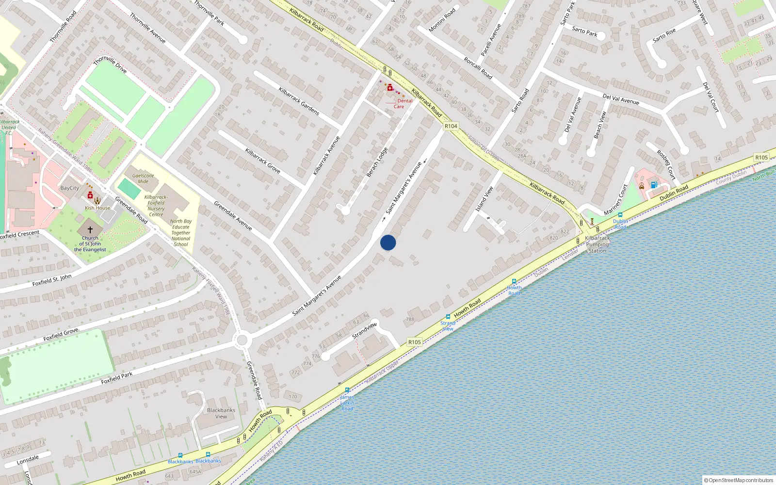 Overhead map showing the location of 19 St Margarets Avenue, Raheny, Dublin 5