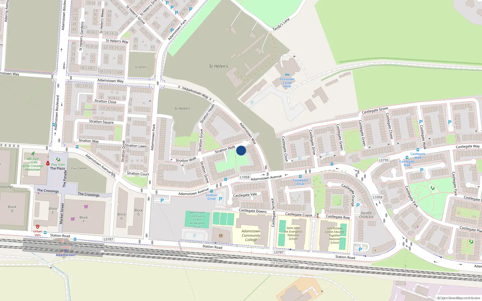 Overhead map showing the location of 19 Stratton Walk, Lucan