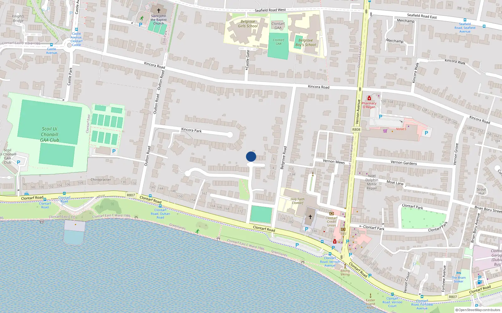 Overhead map showing the location of 19 Summerville, Dublin 3