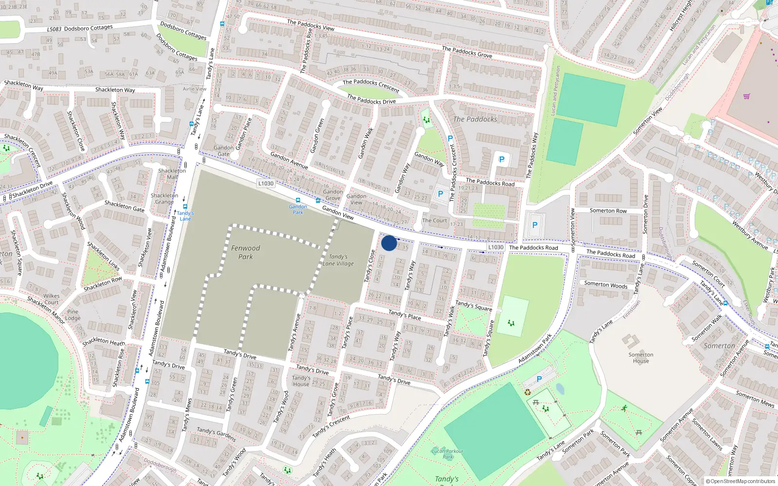 Overhead map showing the location of 19 Tandy's Gate, Lucan