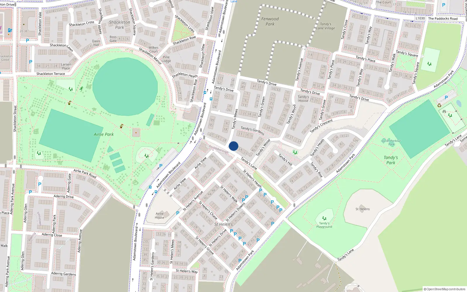 Overhead map showing the location of 19 Tandy's Mews, Lucan