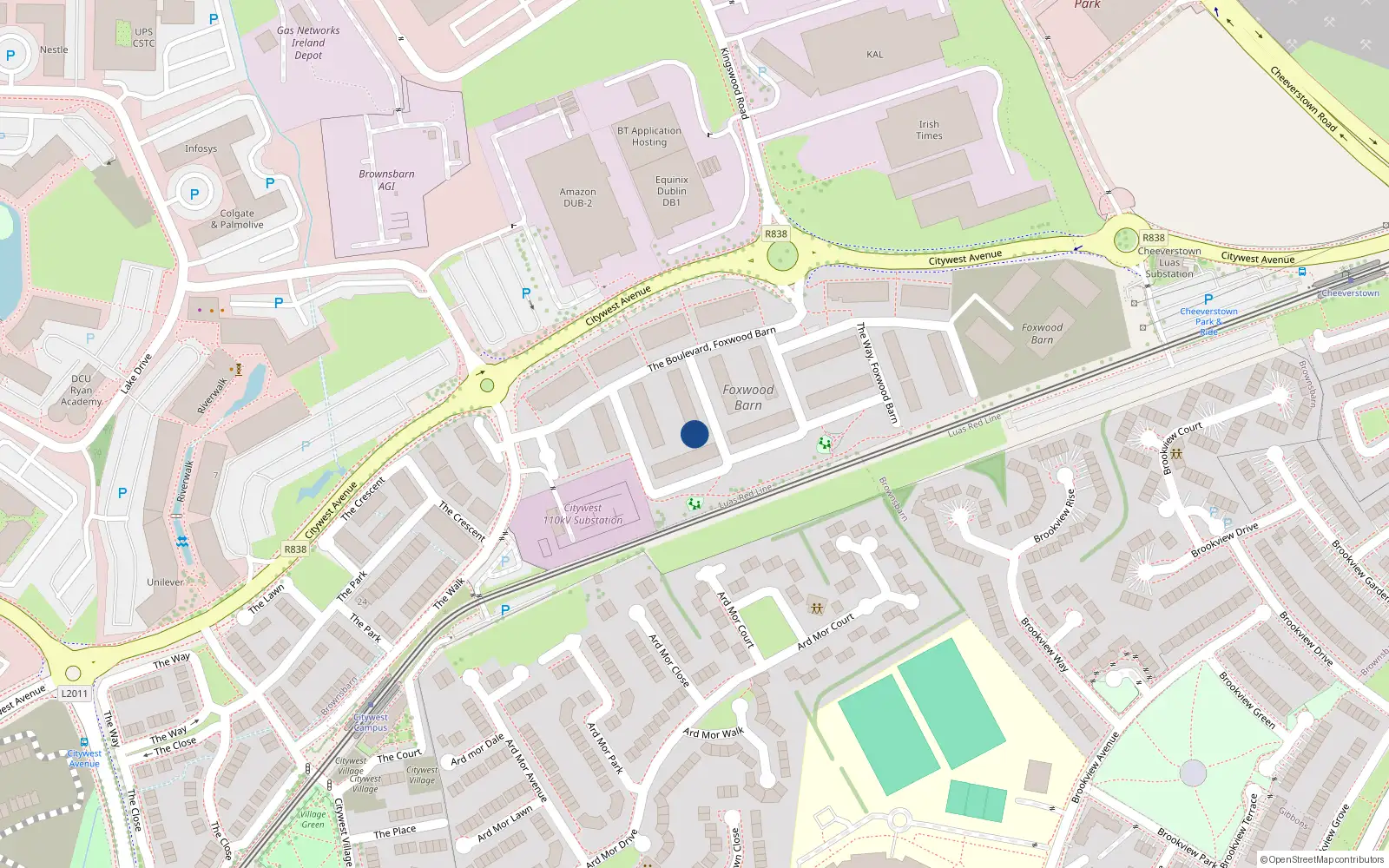 Overhead map showing the location of 19 The Drive, Brownsbarn