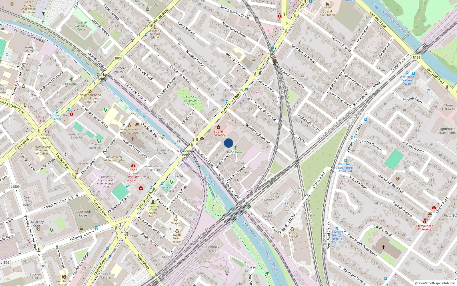 Overhead map showing the location of 19 the Strand, North Strand Road, Dublin 3