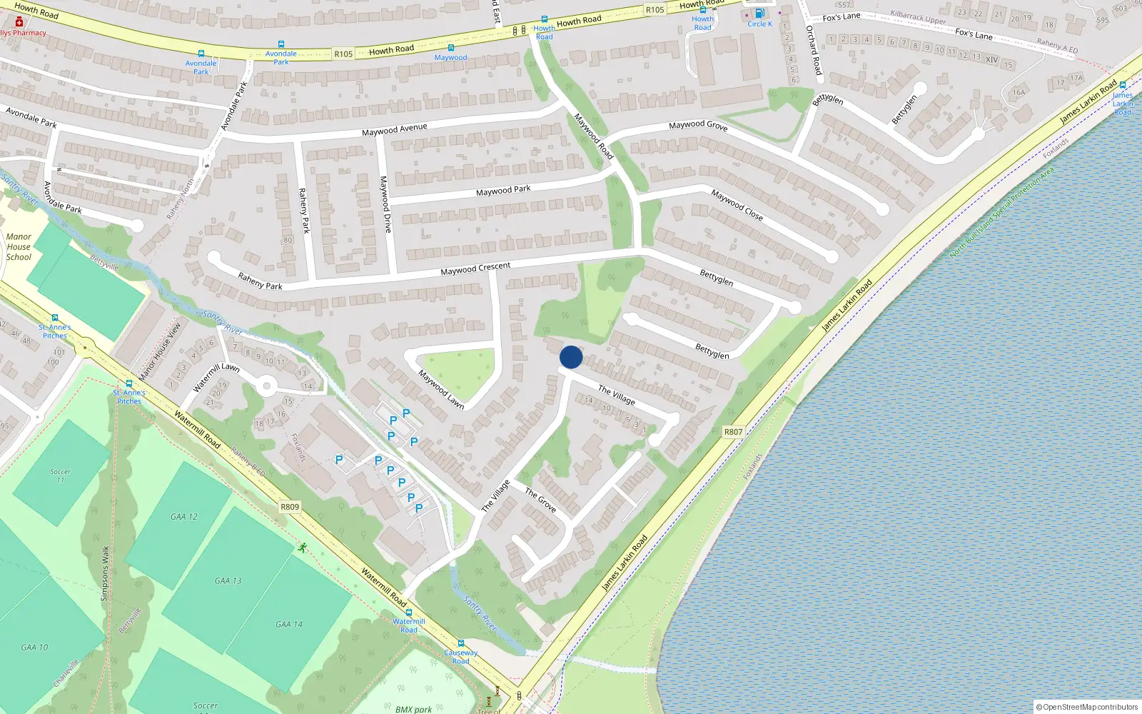 Overhead map showing the location of 19 the Village, Bettyglen, Raheny