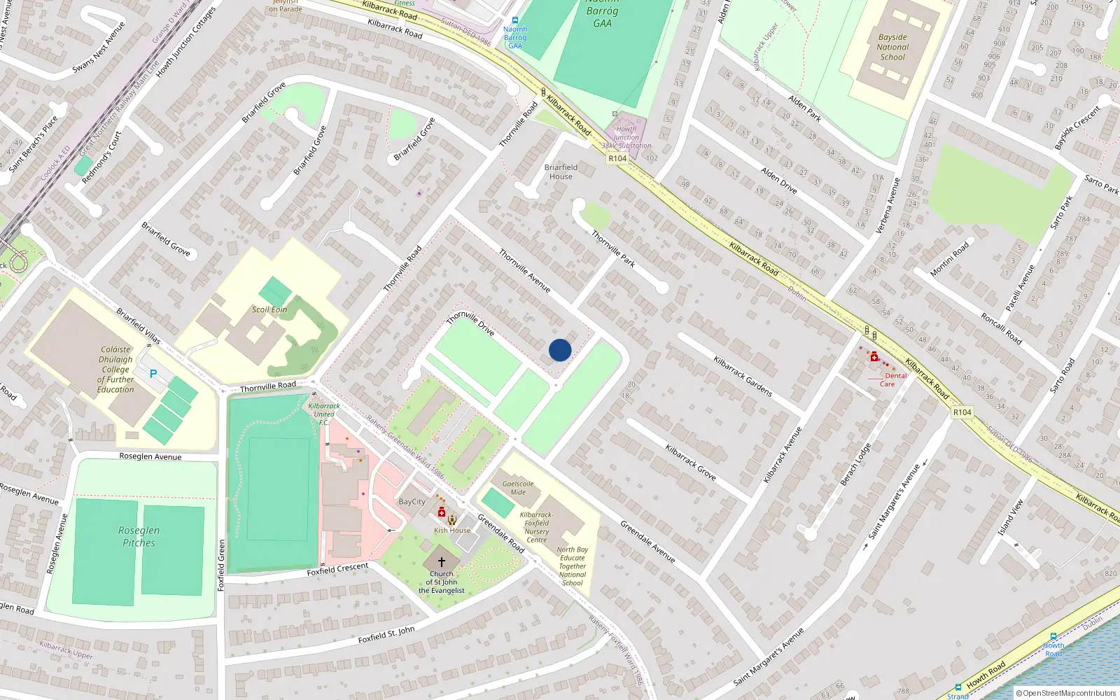 Overhead map showing the location of 19 Thornville Avenue, Kilbarrack, Dublin 5