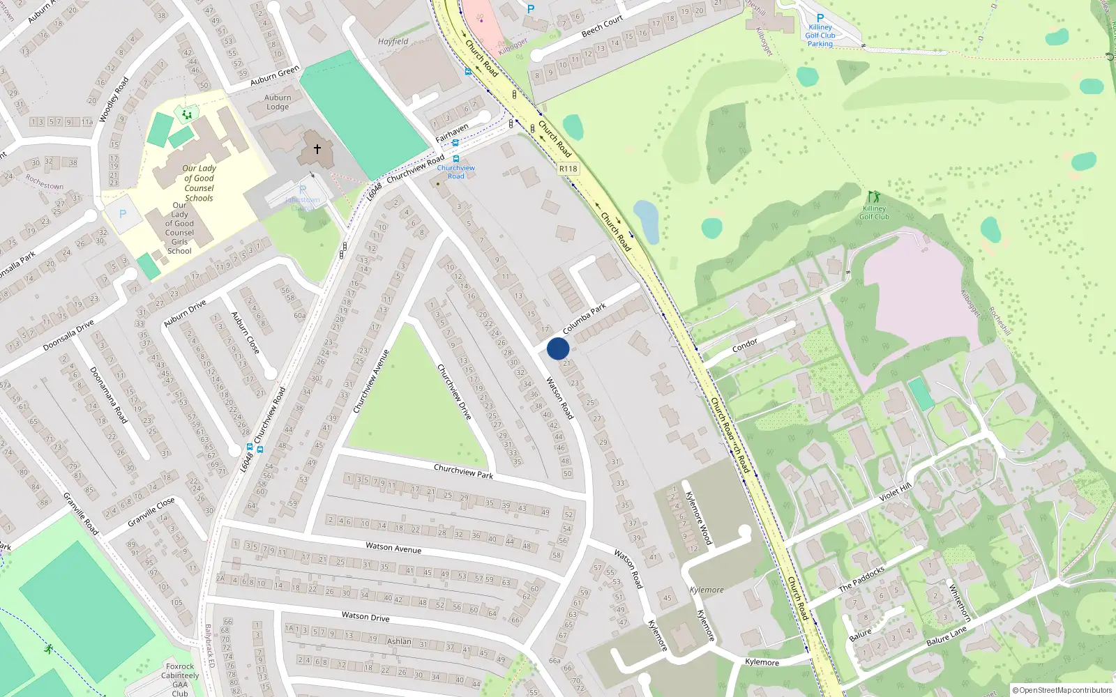 Overhead map showing the location of 19 Watson Road, nervana