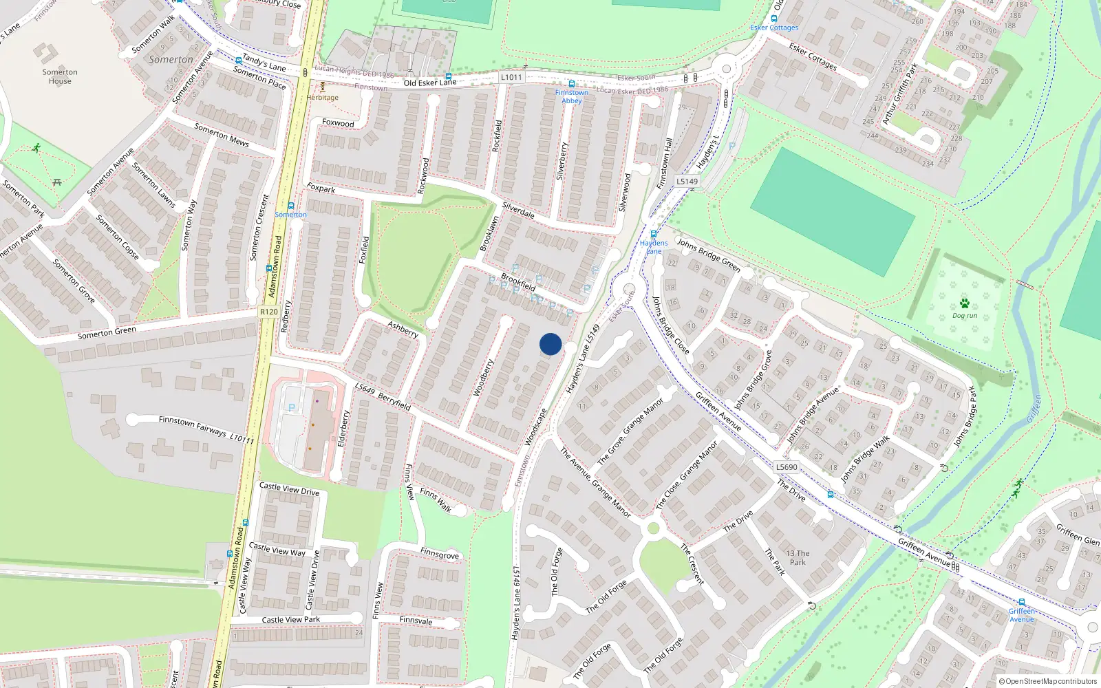 Overhead map showing the location of 19 Woodscape, Lucan