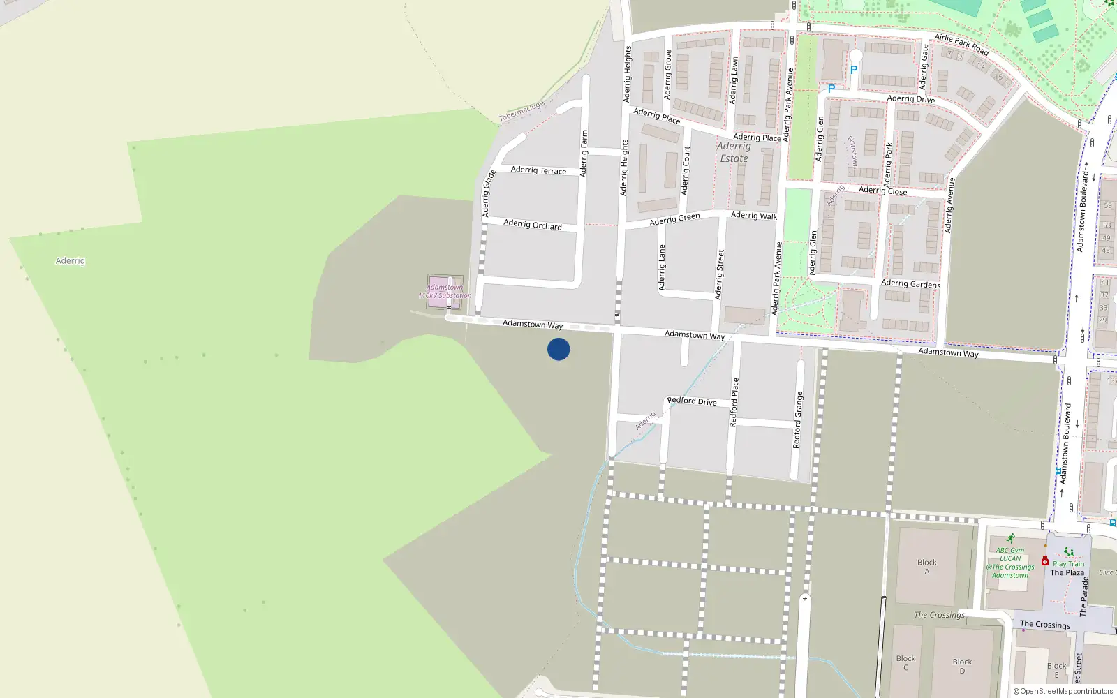 Overhead map showing the location of 190 Adamstown Way, Lucan