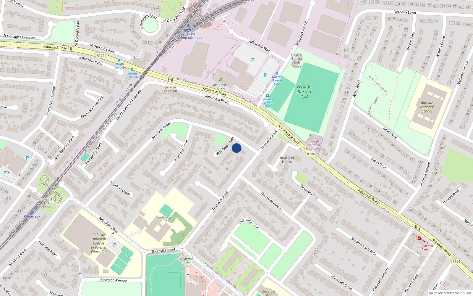 Overhead map showing the location of 190 Briarfield Grove, Dublin 5