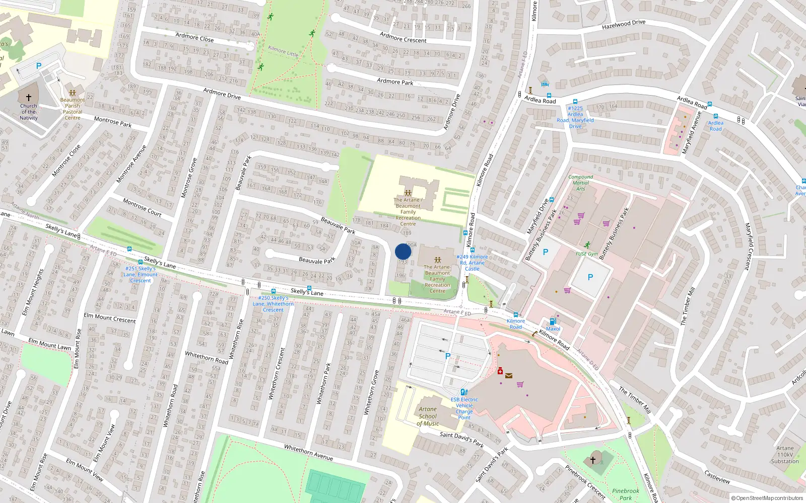Overhead map showing the location of 191 Beauvale Park, Dublin 5