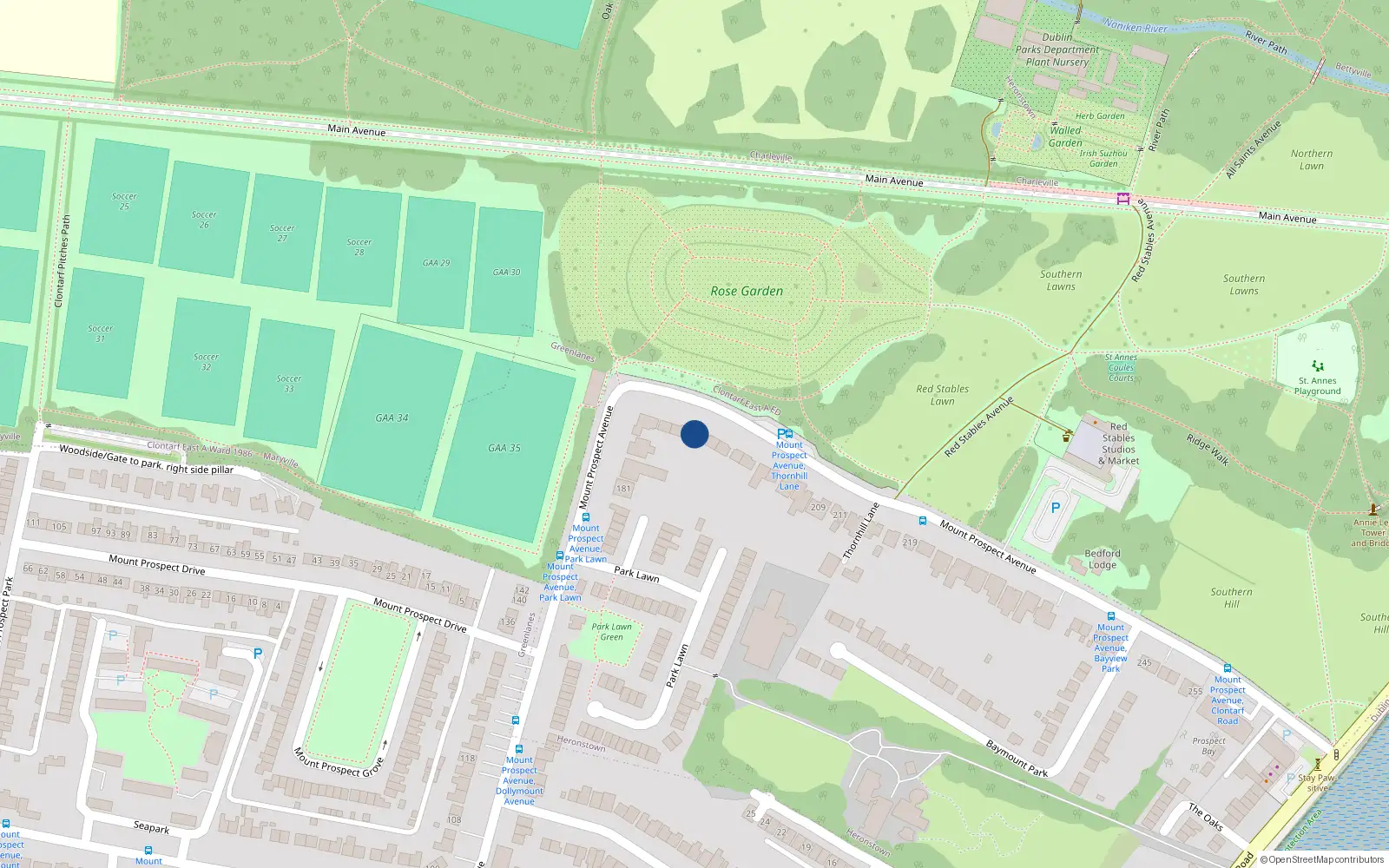 Overhead map showing the location of 191 Mount Prospect Avenue, Clontarf, Dublin 3